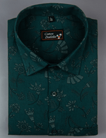 Cotton Printed Rama Green with Flowers Print Shirts for Men