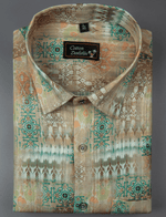 Cotton Printed Rama with Orange mix Print Shirts for Men