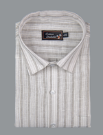Linen White with Gray Lining Shirts for Men