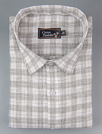 Linen White with Gray Checks Shirts for Men