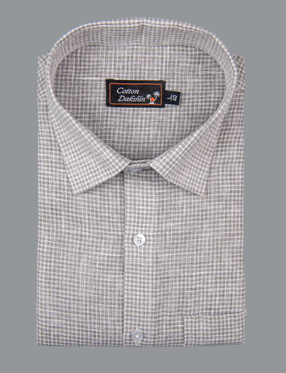 Linen Gray Colour Checks Shirts for Men