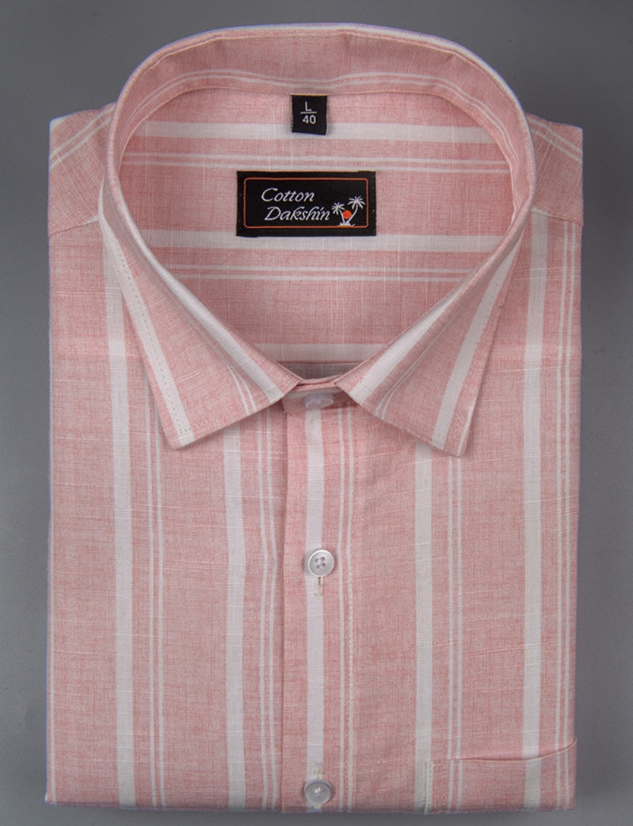 Slub Linen Peach with White Lining Shirts for Men