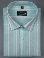 Slub Linen Rama Blue with White Lining Shirts for Men