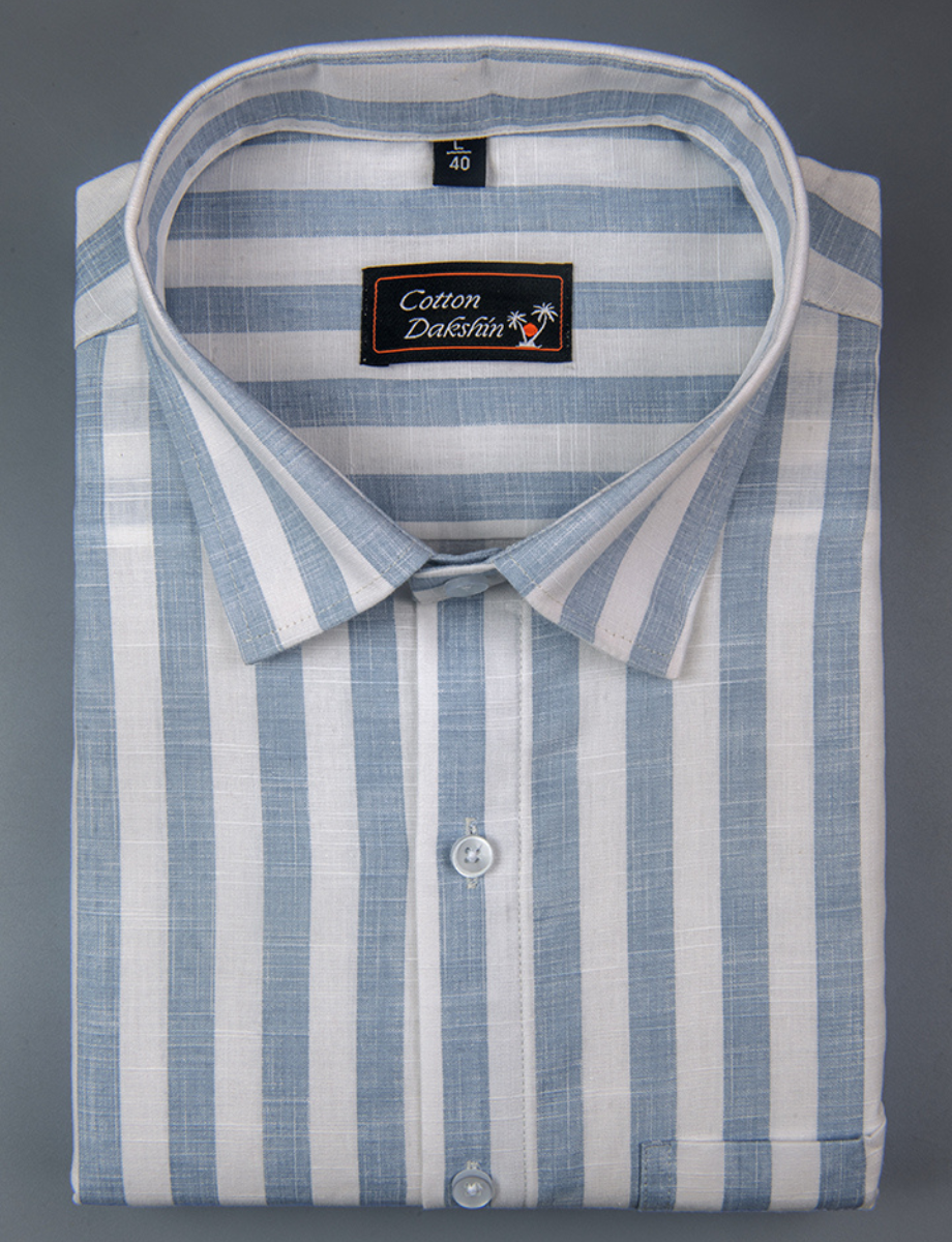 Linen Boss Patta Blue Colour Shirts