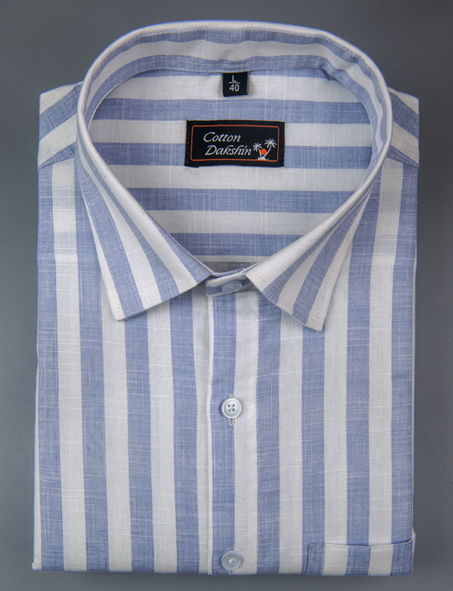 Linen Boss Patta Sky Blue Colour Shirts