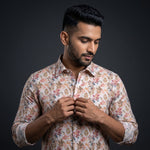 Digital Linen Marrun Multicolour Flower Print Shirts for Men
