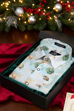 Italian Linen Rama With Green Batel Print Shirts