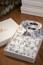 Italian Linen Mix Rama Brown Print Shirts