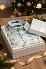 Italian Linen Rama With Green Batel Print Shirts