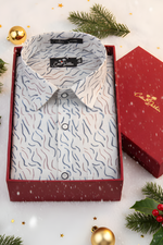 Italian Linen Cream With Brown Grey Sparkle Print Shirts