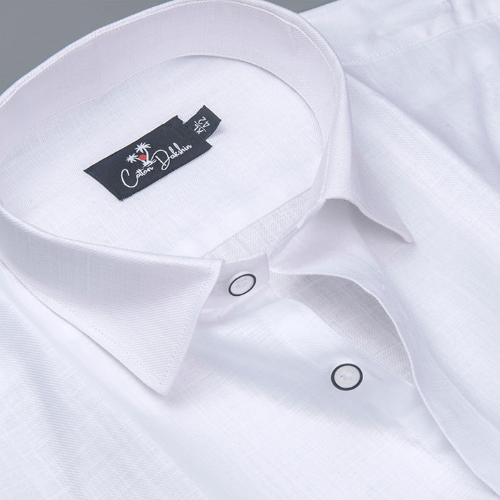Blended Linen White Shirts For Men
