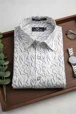 Italian Linen Cream With Brown Grey Sparkle Print Shirts