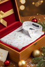 Italian Linen White With Sky Mahendi Print Shirts