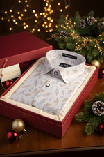 Italian Linen White With Sky Mahendi Print Shirts