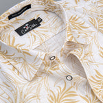 Linen White With Yellow Flower Print Shirts