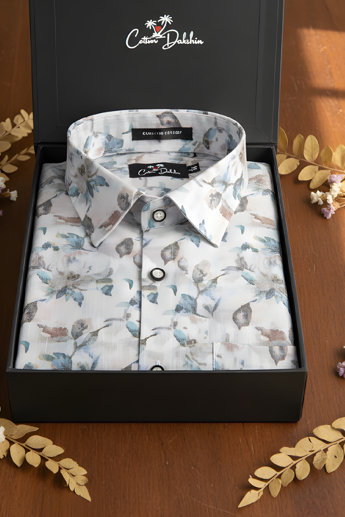 Italian Linen Mix Rama Brown Print Shirts