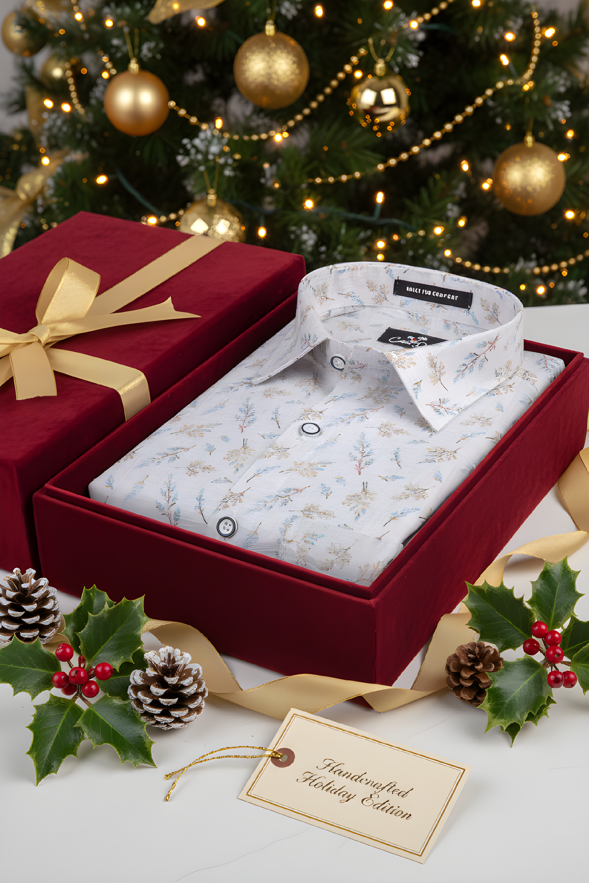 Italian Linen White With Sky Mahendi Print Shirts