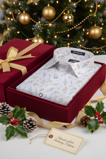 Italian Linen White With Sky Mahendi Print Shirts