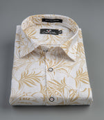 Linen White With Yellow Flower Print Shirts